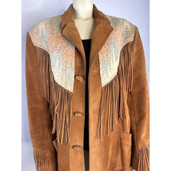 Vintage PIONEER WEAR 70s Suede Fringe Jacket made in USA size medium to large - Picture 14 of 16